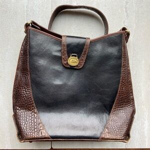 Brahmin Brown gator leather flip closure tote shoulder bag purse